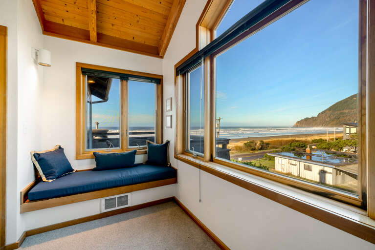 View from upstairs master Queen bedroom with Attached Bath with walk in shower. 