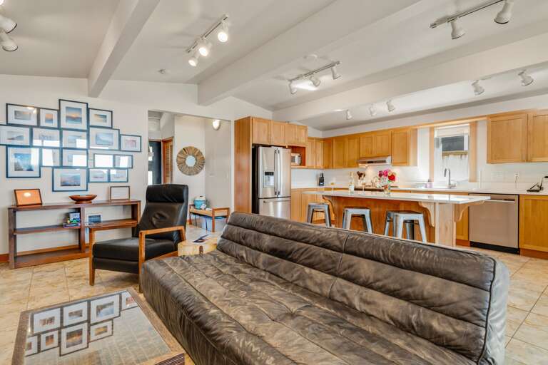 comfortable leather couch suitable for a sleep area 