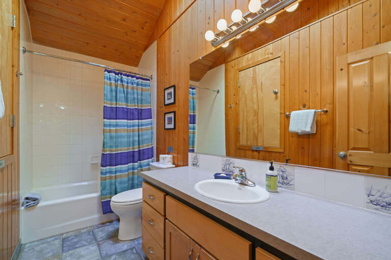 Downstairs full bath with shower/tub combo