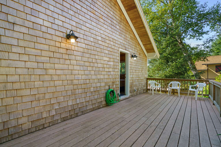 Back deck- leads to backyard with Firepit and picnic table. 