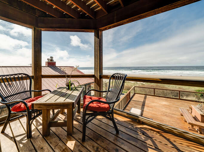 DUPLEX unit. Renters have the lower unit and access to the deck.  Directly across the street from the beach. Garage not accessible.