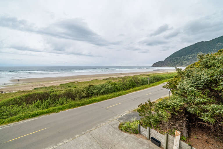 Across the street from the beach.