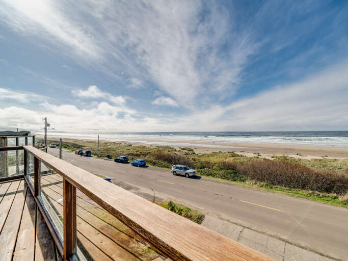 DUPLEX unit. Renters have the lower unit and access to the deck.  Directly across the street from the beach. Garage not accessible.