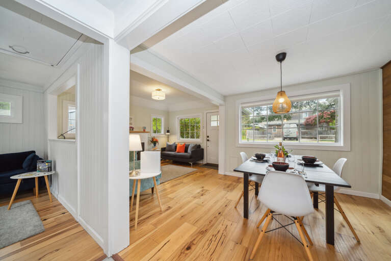 Open living and dining area.