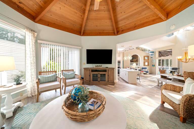 Raised living room with cable TV 