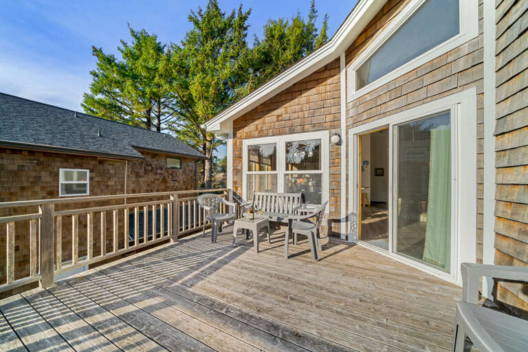 Upstairs large deck off the open living space. 