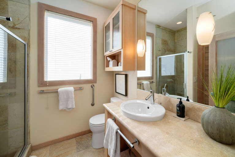 Upstairs Hall full bath with Walk in shower with bench seat