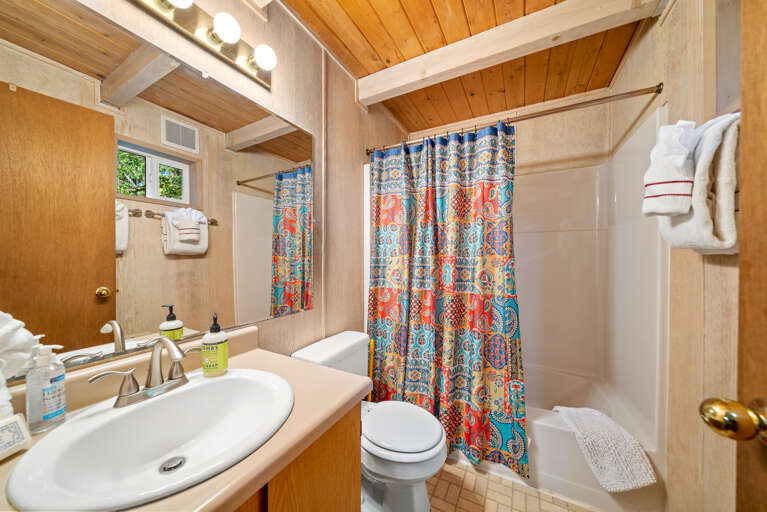 Full bath with shower tub combo