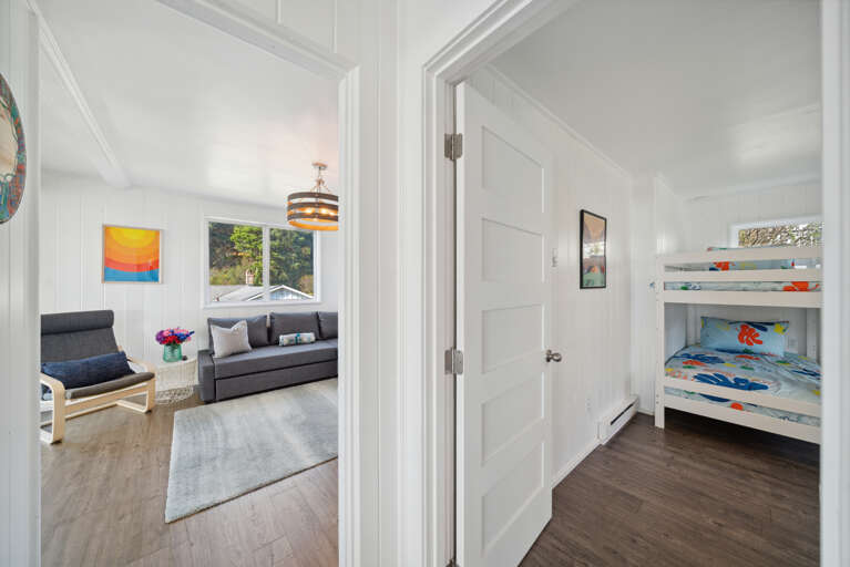 Bunk room adjacent to living room