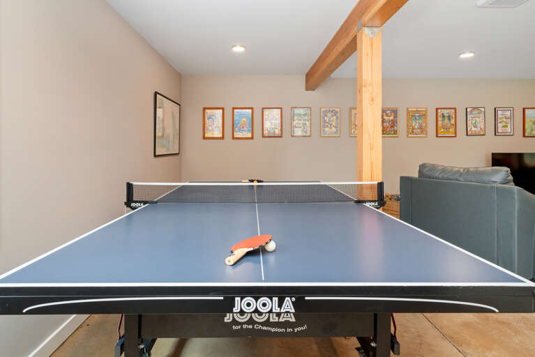 Family room with darts, ping pong, sleeper sofa, access to back yard with hot tub and firepit. Family room with darts, ping pong, sleeper sofa, access to back yard with hot tub and firepit.