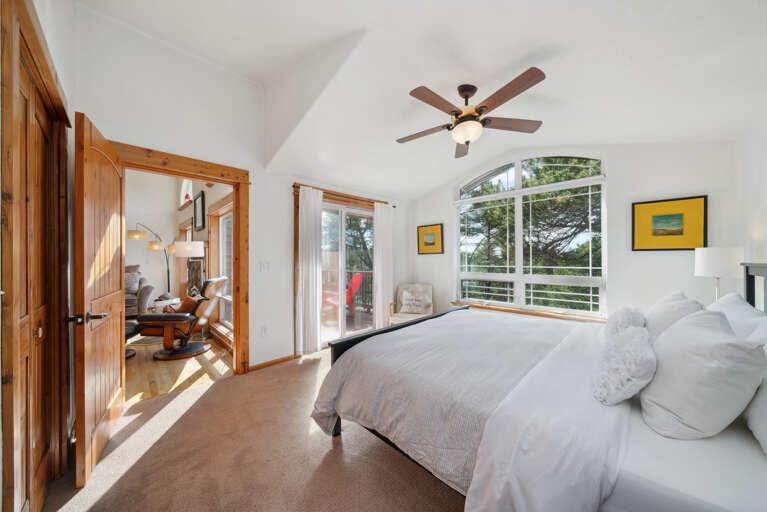 Master bedroom with master bath with walk in shower and access to the upper deck. 