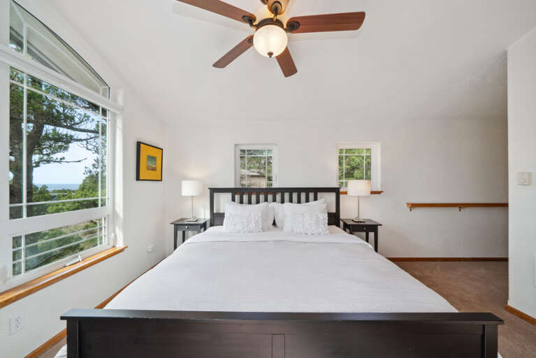 Master bedroom with master bath with walk in shower and access to the upper deck. 