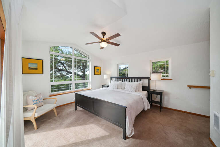 Master bedroom with master bath with walk in shower and access to the upper deck. 