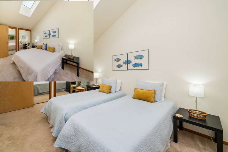 The Twin beds can be made into a King with a bed converter by the renter. 