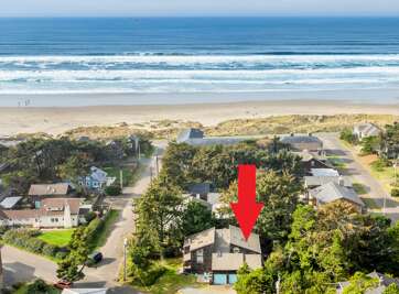 Seaside Vacation Rental, Arrow Pointing To House Near Beach