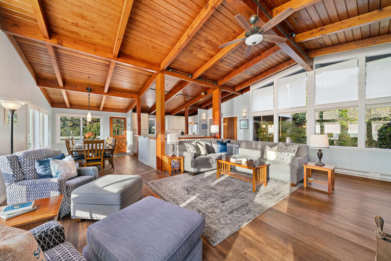 Open living area with kitchen, dining and living area. All with ocean views.  Open living area with kitchen, dining and living area. All with ocean views.