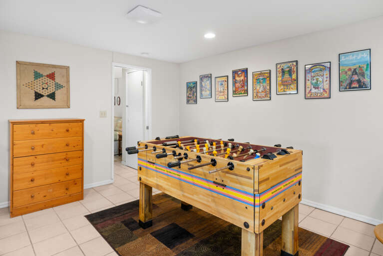 Family room with foos ball, streaming and VCR.  Family room with foos ball, streaming and VCR.