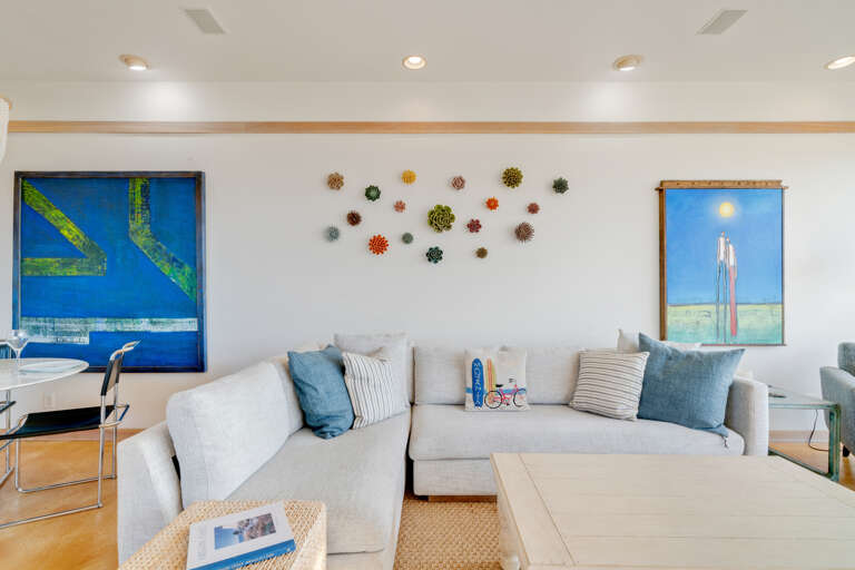 Ocean View living room with gas fireplace, Dish and streaming TV, French doors to outside Ocean View living room with gas fireplace, Dish and streaming TV, French doors to outside