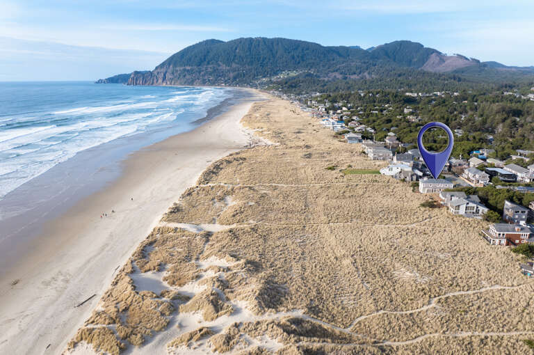 Oceanfront with trail down to water Oceanfront with trail down to water