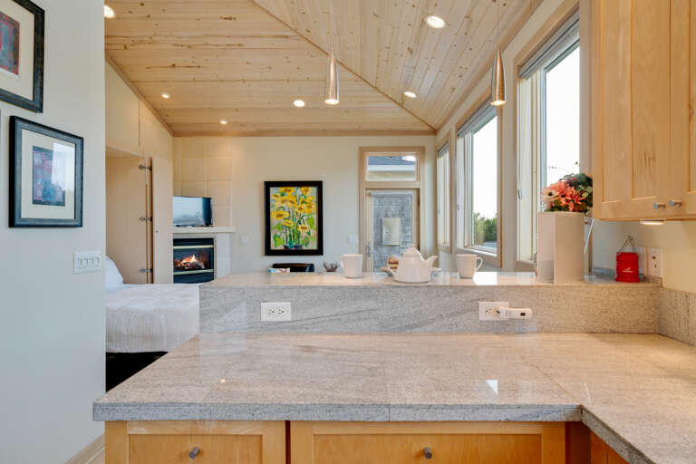 Detached studio cabana with Queen bed, gas fireplace, full bath with steam shower, Direct TV with streaming, and breakfast bar.  Detached studio cabana with Queen bed, gas fireplace, full bath with steam shower, Direct TV with streaming, and breakfast bar.