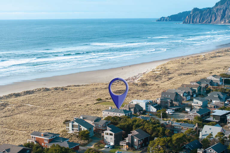 Oceanfront with trail down to water Oceanfront with trail down to water