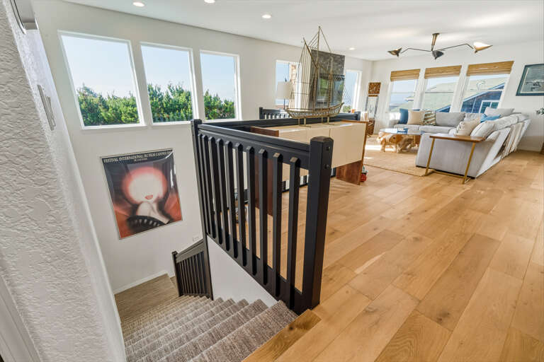 Stairs up to the upper level 