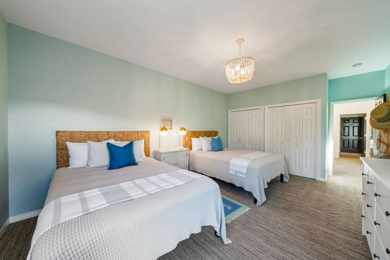 2nd lower bedroom with 2 queen beds and streaming TV