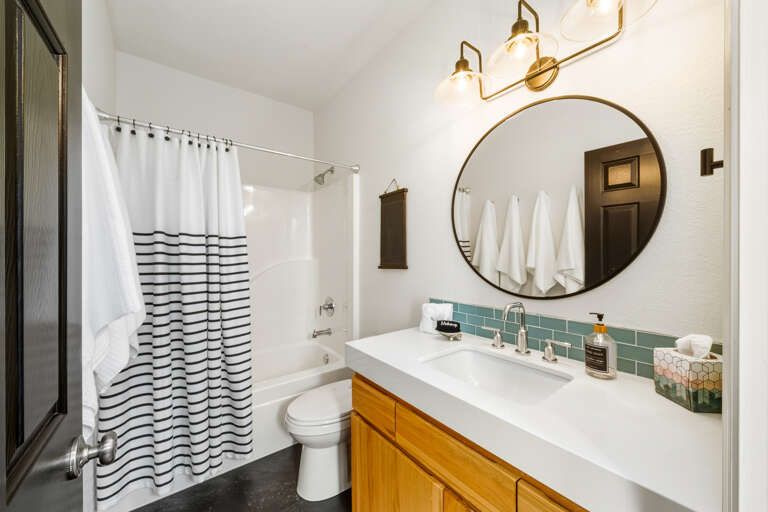 Lower level full bath with shower tub combo