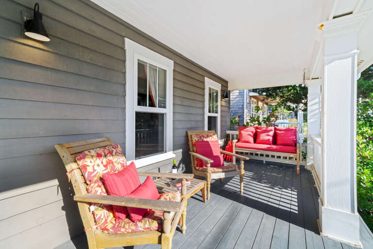 Front covered porch with ocean view