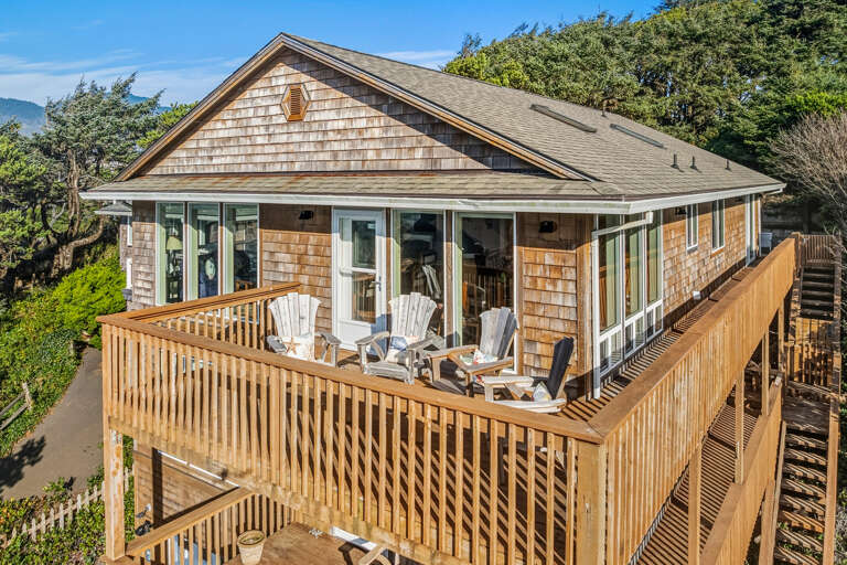 Front deck with ocean views. Access to the deck off the living area.  