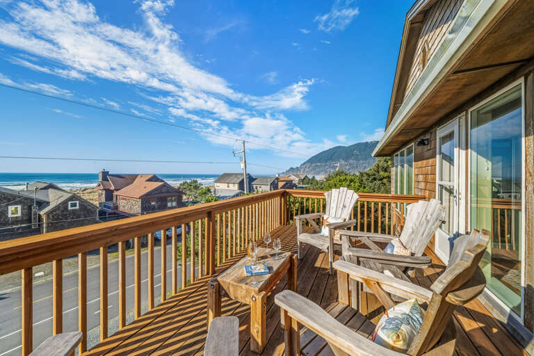 Mountain and ocean views from this 