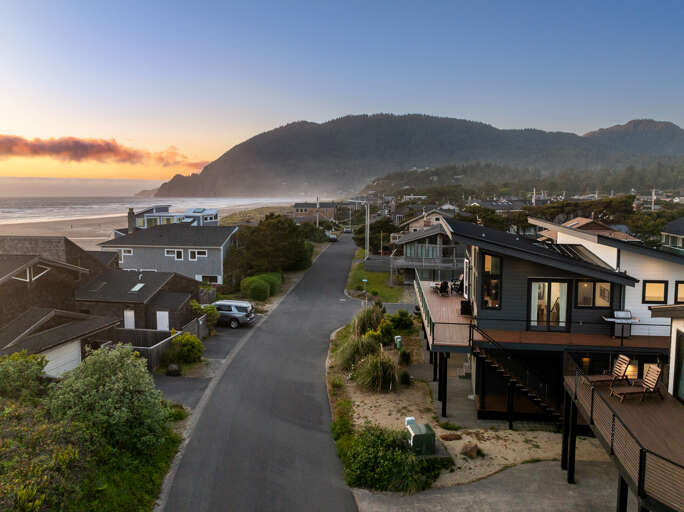 across the street from the beach with spectacular views of the sunset. 