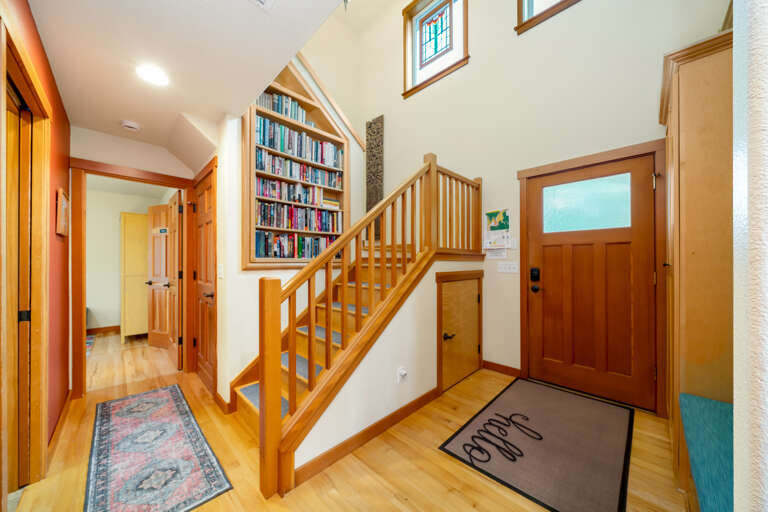 Entry area. main floor with living, dining, King bedroom, full bath .