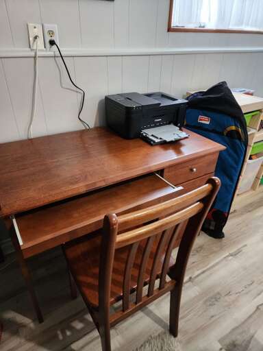 Dedicated workspace with a printer. Dedicated workspace with a printer.