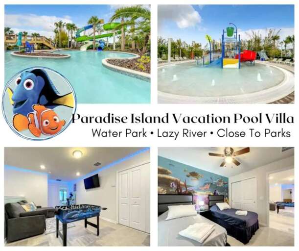 Paradise Island Vacation Pool Villa – Water Park • Lazy River • Close to Parks! Paradise Island Vacation Pool Villa – Water Park • Lazy River • Close to Parks!