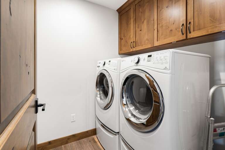 Washer and Dryer available for use. Stocked with laundry detergent pods and dryer sheets.