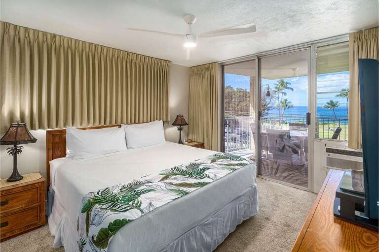 Bedroom With Large Bed And Ocean View Balcony Bedroom With Large Bed And Ocean View Balcony