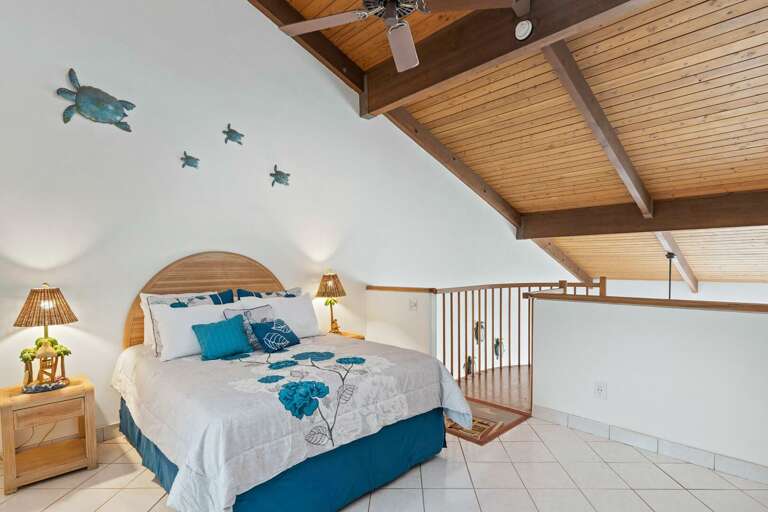 Interior Room With Bed And Wooden Ceiling