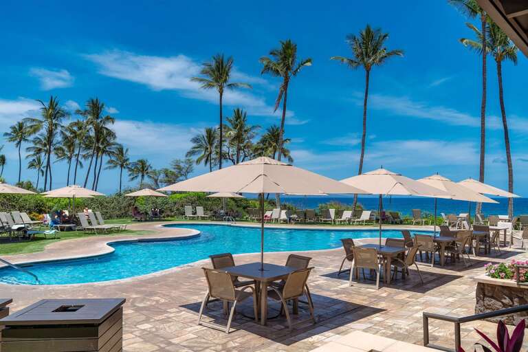 Poolside Paradise, Palm Panorama, Sunny Skies, Seaside Seating