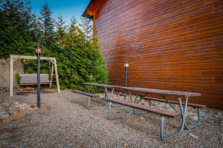 Picnic table & grill for outdoor meals and gathering