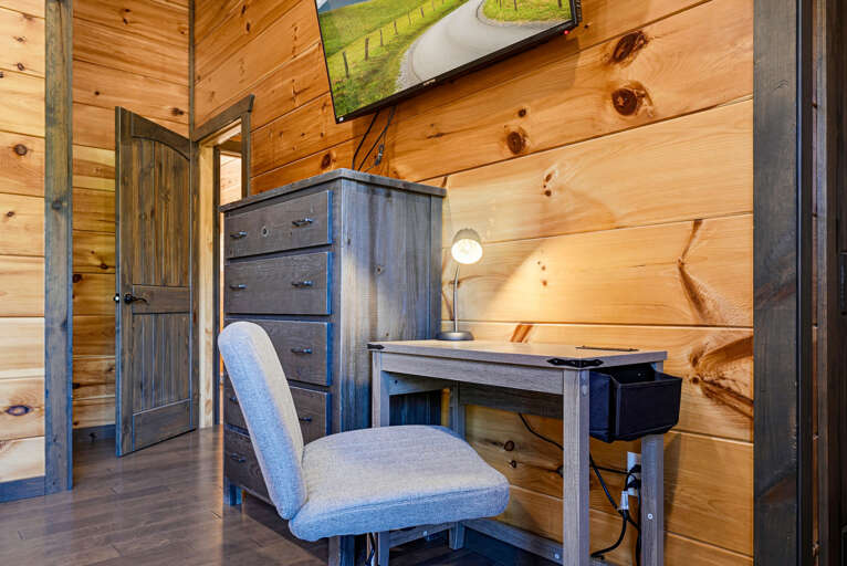 Remote work station with desk and chair