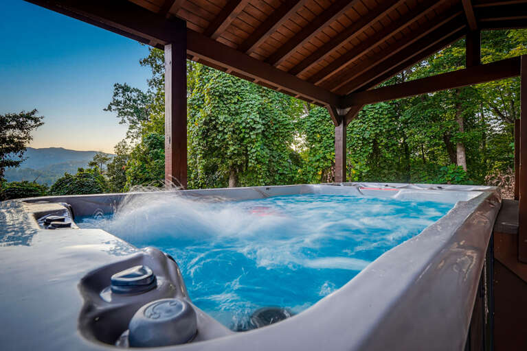 Covered swim spa for year-round outdoor enjoyment