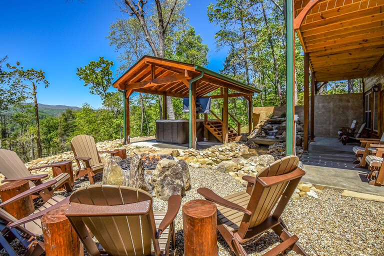 Rustic Retreat With Rocking Chairs, Rugged Gazebo, And Rolling Hills View