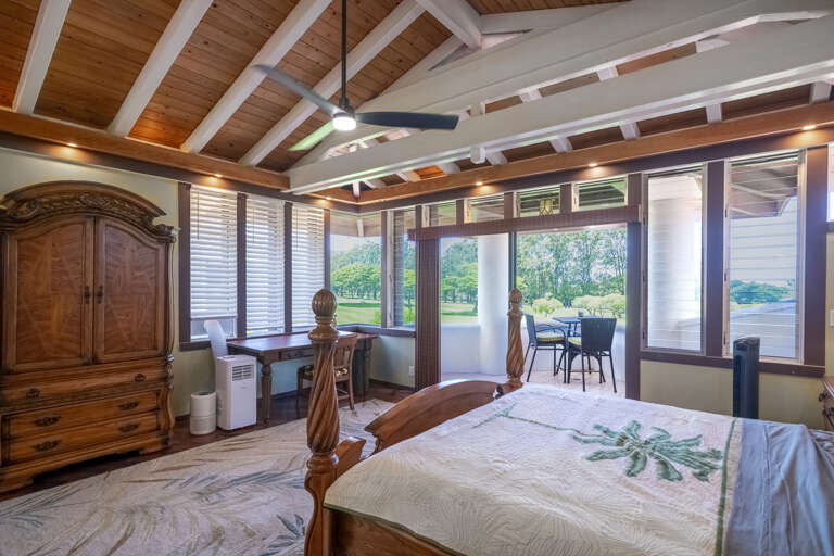 Upstairs bedroom with lani and bathroom.  