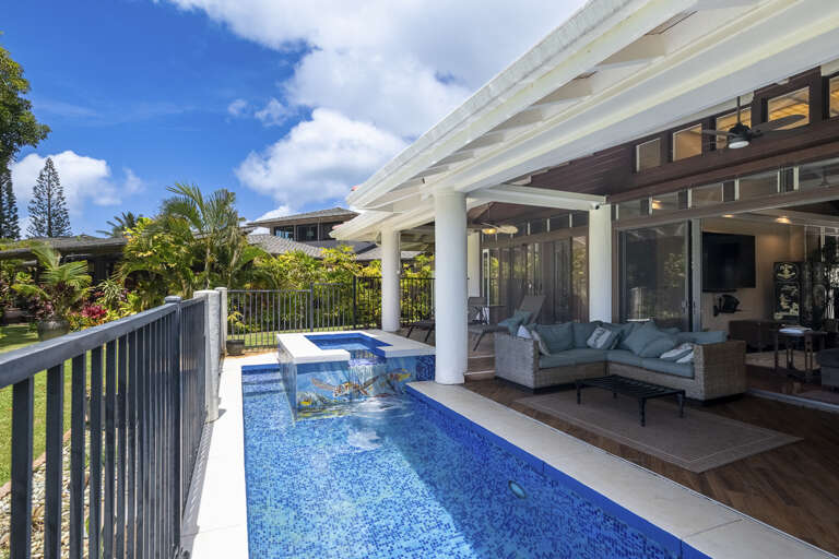 The pool is more soak and dip pool with Hot tub.