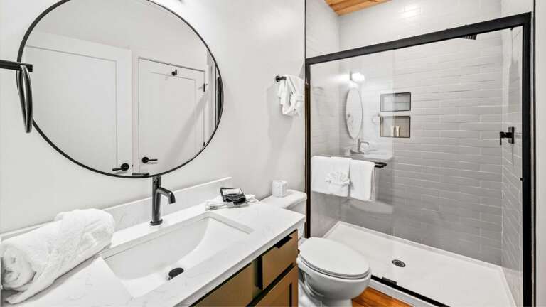 Game Room with Full Size Pool Table, Large Screen SMART TV, Sand Shuffle Board, Full Size Sofa and Private Bathroom with Shower 