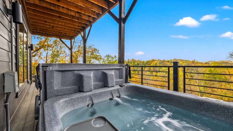 Private Deck off from game room with private hot tub, and outdoor seating