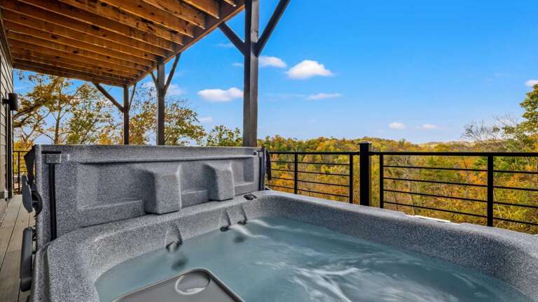Private Deck off from game room with private hot tub, and outdoor seating