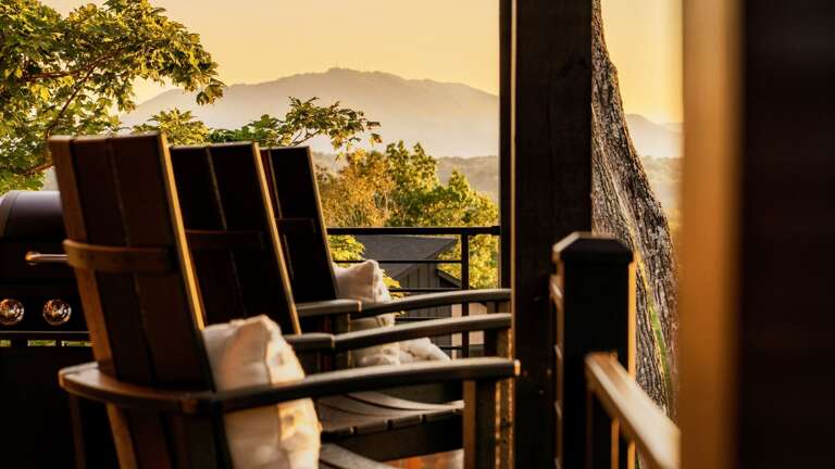 Private balcony with a mountain view