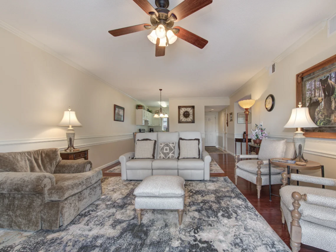 Spacious Living Room with Gas Fireplace, Sleeper Sofa and SMART TV with Cable & WIFI throughout vacation rental